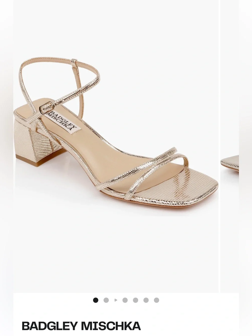 Badgley Mischka Carlotta Metallic Gold Strappy Block Heel Sandals